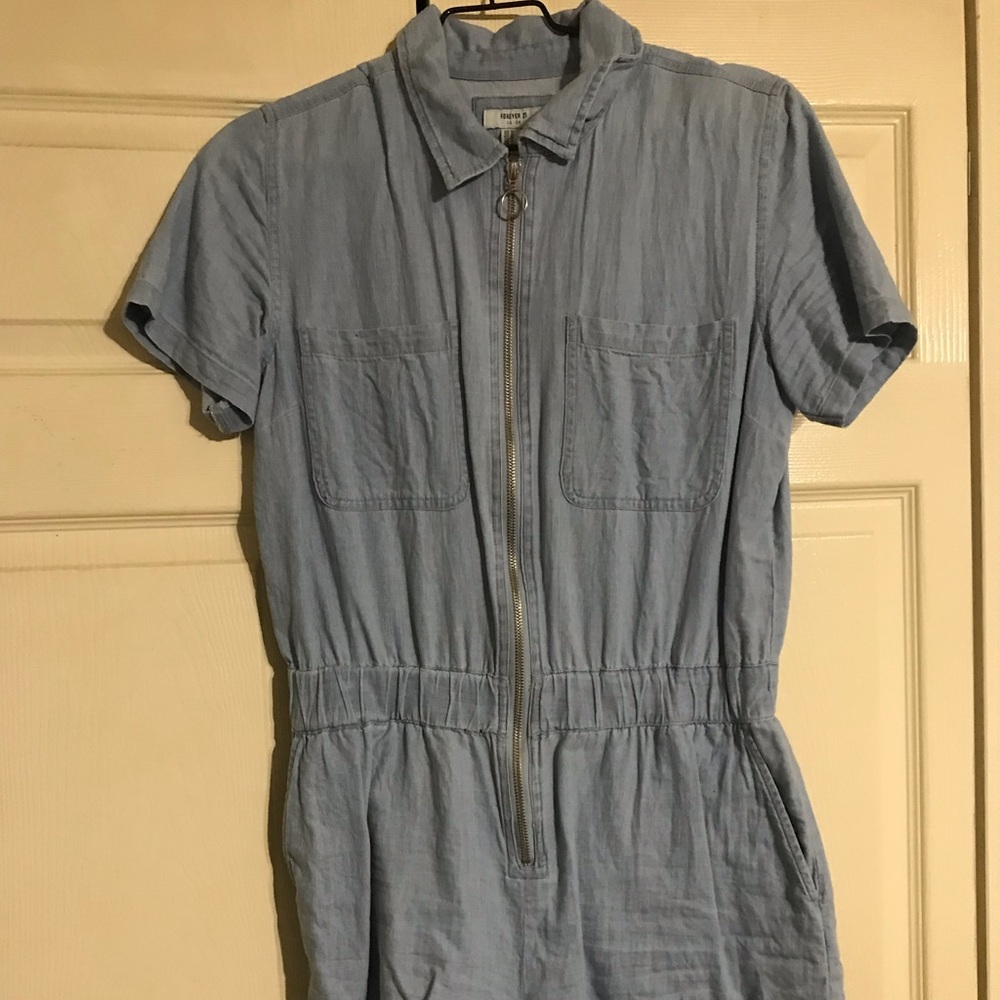 Light denim shorts jumpsuit!